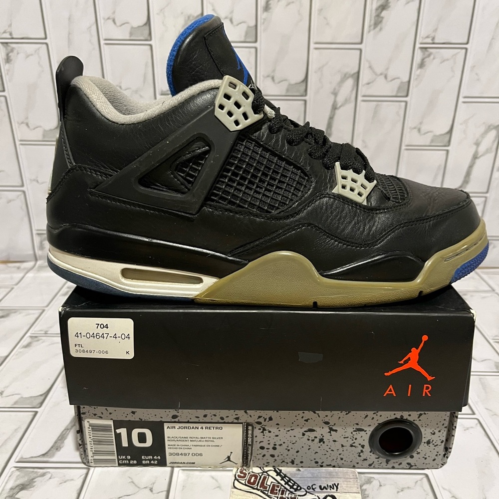 Nike Air Jordan 4 Retro Motorsports Alternate Black Royal Blue 308497-006 Men 10